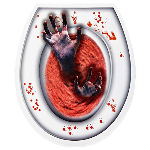 WIDMANN 05809 Toilettendeckel Aufkleber Zombie Hände, Unisex – Erwachsene, Mehrfarbig von WIDMANN
