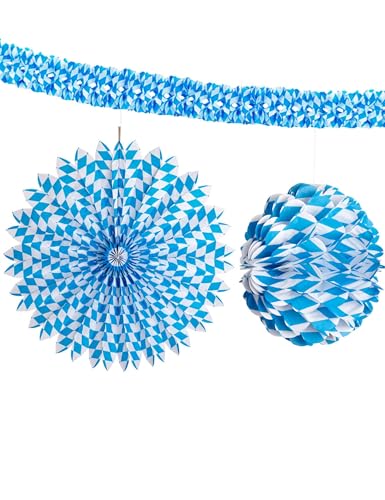 W WIDMANN MILANO Party Fashion 02522 - Bayerisches Dekorationsset, Rosette Ø 70 cm, Wabenlampion Ø 28 cm, Boa Girlanden 3,5m, Volksfest, Bierfest von W WIDMANN MILANO Party Fashion