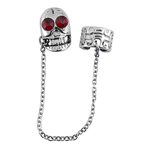 W WIDMANN MILANO Party Fashion 2946K - Ohrring Totenkopf, 1 Ohrstecker mit Clip und Kette, rote Schmucksteine, Teufel, Hexe, Halloween, Karneval von W WIDMANN MILANO Party Fashion
