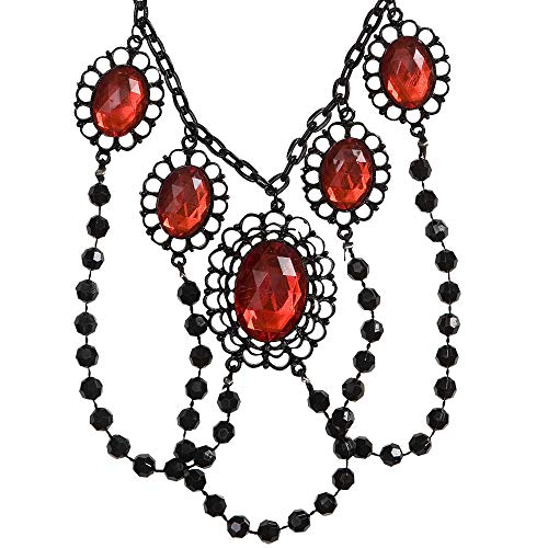 W WIDMANN MILANO Party Fashion 2971R - Halskette aus Perlen mit Edelsteinen, Schmuck, Halsband, Vampir, Halloween, Karneval, Mottoparty von W WIDMANN MILANO Party Fashion