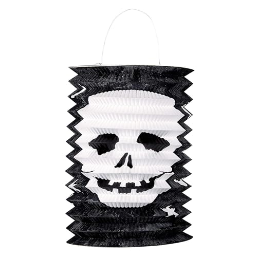 W WIDMANN MILANO Party Fashion 95741 - Laterne Totenkopf, Ø 16 cm, Höhe 28 cm, Lampion, flammenhemmend, Halloween, St. Martin von W WIDMANN MILANO Party Fashion