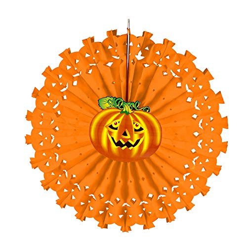 Widmann 95792 - Kürbis Papierfächer, Ø 46 cm, Orange, Dekoration, Halloween, Mottoparty von W WIDMANN MILANO Party Fashion