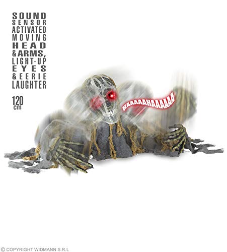 W WIDMANN MILANO Party Fashion 01385 - Zombieskelett Groundbreaker, 120 cm, mit bewegbarem Kopf und Armen, leuchtende Augen und gruseliger Lache, Partydekoration, Halloween, Karneval, Mottoparty von W WIDMANN MILANO Party Fashion