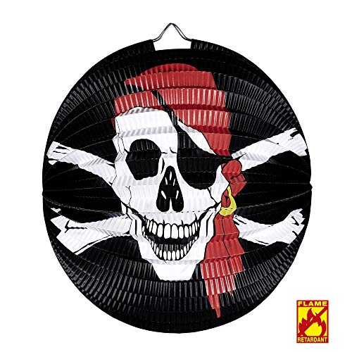 Widmann 95747 - Piraten Lampion, Totenkopf, Ø 25 cm, flammenhemmend, Dekoration, Mottoparty, Karneval, St. Martin, Halloween von WIDMANN