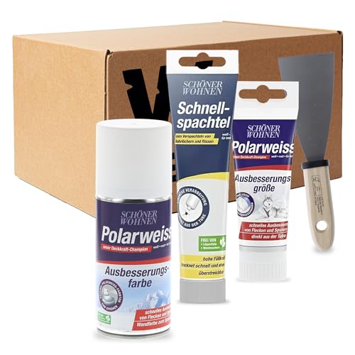 W West Boxx Set aus Schnellspachtel 100ml, Polarweiss Farbe 50ml, Polarweiss Spray 150ml und Spachtel, Ausbesserungsfarbe Weiß W West Boxx Set aus Schnellspachtel 100ml, Polarweiss Farbe 50ml, Polarweiss Spray 150ml und Spachtel, Ausbesserungsfarbe Weiß von W West Boxx