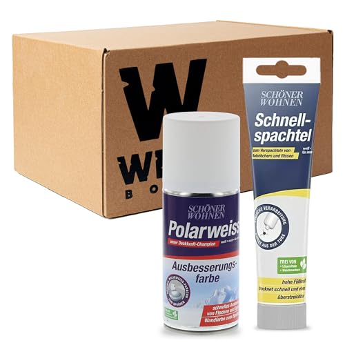 W West Boxx Set aus Schnellspachtel 100ml und Polarweiss Spray 150ml, Ausbesserungsfarbe Weiß W West Boxx Set aus Schnellspachtel 100ml und Polarweiss Spray 150ml, Ausbesserungsfarbe Weiß von W West Boxx