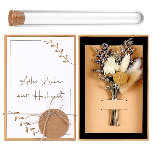W&H Hochzeit Geldgeschenk Set,Hochzeitsgeschenke für Brautpaar, Hochzeitsgeschenk Inklusive Trockenblumen, Reagenzgläser Glas, Grußkarte, Geschenkbox W&H Hochzeit Geldgeschenk Set,Hochzeitsgeschenke für Brautpaar, Hochzeitsgeschenk Inklusive Trockenblumen, Reagenzgläser Glas, Grußkarte, Geschenkbox von W&H