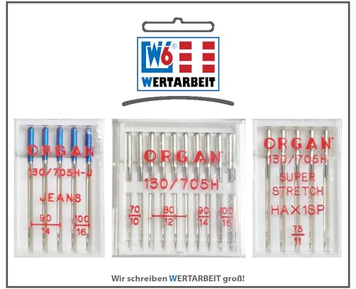 Original W6 Nähmaschinennadel Set (20 Nadeln) von W6 WERTARBEIT
