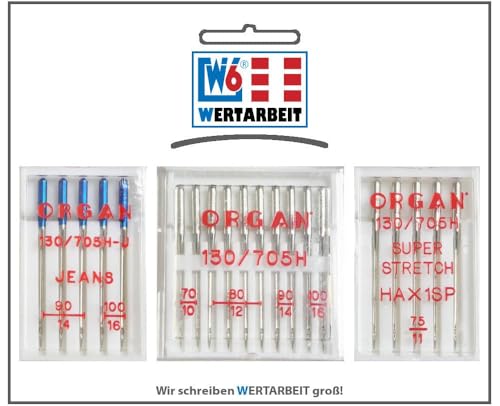 Original W6 Nähmaschinennadel Set (20 Nadeln) von W6 WERTARBEIT