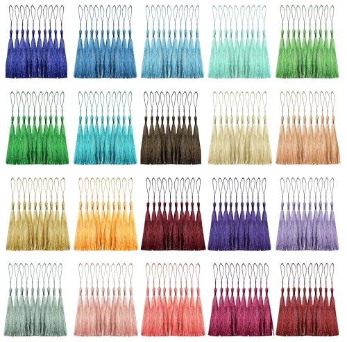 200 Stück Lesezeichen-Quasten, 20 Farben, Mini-Seidenquasten zum Basteln, 12,7 cm, Lesezeichen-Quaste mit Schlaufe, kleine Quaste für Lesezeichen, Schlüsselanhänger, Schmuck, Abschlusskappen – 10 von 200 Stück Lesezeichen-Quasten, 20 Farben, Mini-Seidenquasten zum Basteln, 12,7 cm, Lesezeichen-Quaste mit Schlaufe, kleine Quaste für Lesezeichen, Schlüsselanhänger, Schmuck, Abschlusskappen – 10 von von WACANTIC