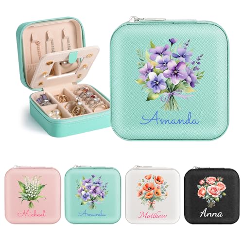 Personalisierte Schmuckschatulle für Damen, Schmuckkästchen Klein Leder Schmuckaufbewahrung Reise, Schmuckkästchen Organizer mit Initiale/Blume/Name für Ringe Ohrringe Halsketten Personalisierte Schmuckschatulle für Damen, Schmuckkästchen Klein Leder Schmuckaufbewahrung Reise, Schmuckkästchen Organizer mit Initiale/Blume/Name für Ringe Ohrringe Halsketten von WACAR