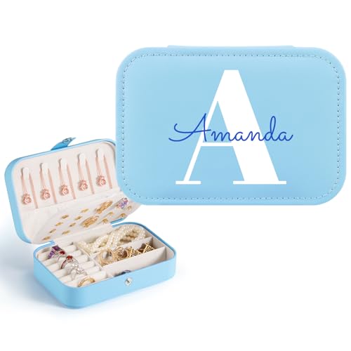 Schmuckkästchen Personalisiert, Reise Schmuckkästchen Jewellery Box für Damen, Schmuckschatulle Schmuckkasten Schmuckaufbewahrung Reise für Muttertag, Valentinstag von WACAR