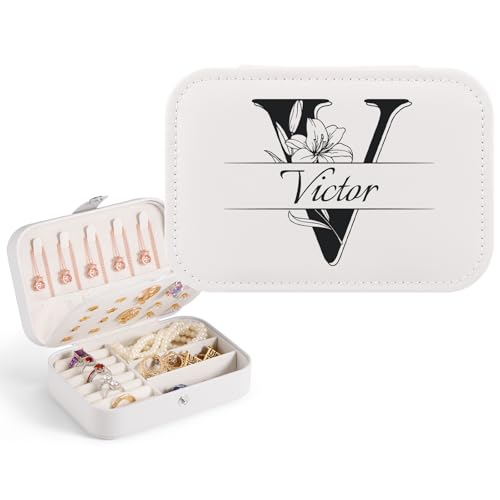 Schmuckkästchen Personalisiert, Reise Schmuckkästchen Jewellery Box für Damen, Schmuckschatulle Schmuckkasten Schmuckaufbewahrung Reise für Muttertag, Valentinstag von WACAR