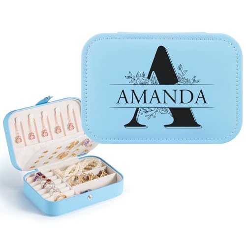 Schmuckkästchen Personalisiert, Reise Schmuckkästchen Jewellery Box für Damen, Schmuckschatulle Schmuckkasten Schmuckaufbewahrung Reise für Muttertag, Valentinstag von WACAR