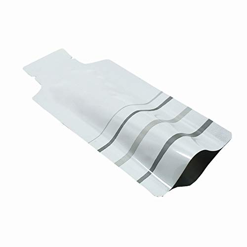 WACCOMT Pack 100 Stück Flasche Geformt Open Top Vakuum Versiegelbare Mylar Beutel Wärmeversiegelbare Flache Aluminiumfolie Taschen mit Tränen Kerbe zur Lagerung (Weiß, 5x11cm (1.97x4.33 inch)) von WACCOMT Pack