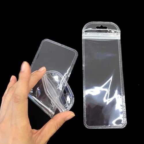 WACCOMT Pack 100 Stück hängende Schmuck-Organizer, selbstverschließende Beutel mit Loch zum Aufhängen, transparente Kunststoffbeutel zum Aufhängen, wiederverschließbare Schmuckverpackungsbeutel für von WACCOMT Pack