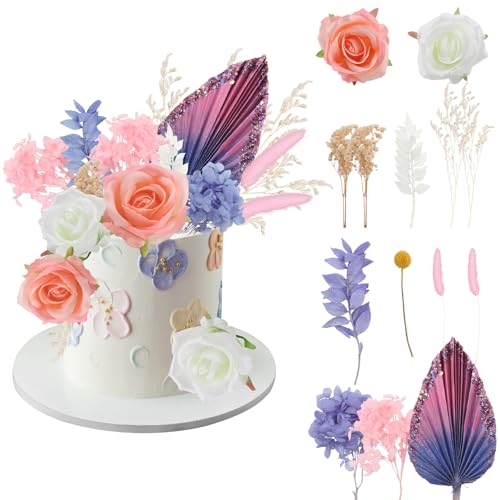 WACH AUF 19 Pcs Boho Tortendeko Glänzendes Gradientenrosa Blau Palmblätter Kuchendekoration Tortendeko Blumen Kuchen Trockenblumen Dekoration Cake Topper für Hochzeit Valentinstag Geburtstag Party WACH AUF 19 Pcs Boho Tortendeko Glänzendes Gradientenrosa Blau Palmblätter Kuchendekoration Tortendeko Blumen Kuchen Trockenblumen Dekoration Cake Topper für Hochzeit Valentinstag Geburtstag Party von WACH AUF
