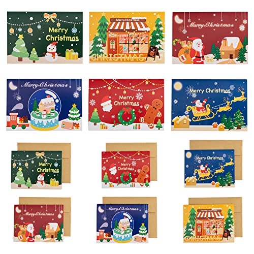 WACH AUF Weihnachtskarten mit Umschlag Set, 24PCS Weihnachtsgrußkarten und 24PCS Kraftpapier Umschläge, Klappkarten für Weihnachtsgrüße für Party Einladung, Weihnachtsgrüße WACH AUF Weihnachtskarten mit Umschlag Set, 24PCS Weihnachtsgrußkarten und 24PCS Kraftpapier Umschläge, Klappkarten für Weihnachtsgrüße für Party Einladung, Weihnachtsgrüße von WACH AUF