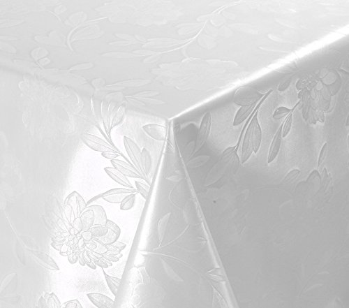 Wachstuch Tischdecken abwischbar Meterware, Größe wählbar, 1000x140 cm, Relief, Blume Weiß von Wachstuch Tischdecken