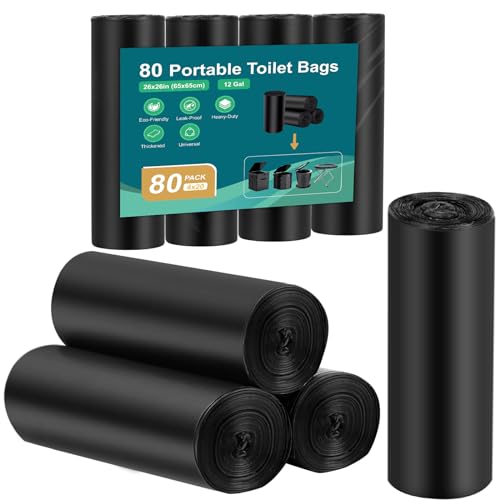 WADEO 80 Stück Toilettenbeutel reißfest haltbar, Campingtoilette Beutel Müllbeutel je 50L (0,03 mm), Tragbare Toilettentüte universell, Toiletten Zubehör Extra Dick, für Campen Wandern Reisen Küche von WADEO