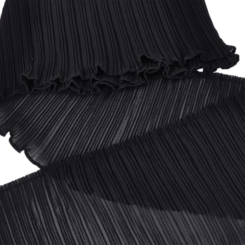 WADORN 1.8 m 17.4cm Breit Gerüschter Plissierter Spitzenbesatz Chiffonstoff Elastische Rüschen Kostüm Kragen Manschetten Spitze Stoff Polyester Chiffon Besätze Handwerk Für DIY Nähen, Schwarz WADORN 1.8 m 17.4cm Breit Gerüschter Plissierter Spitzenbesatz Chiffonstoff Elastische Rüschen Kostüm Kragen Manschetten Spitze Stoff Polyester Chiffon Besätze Handwerk Für DIY Nähen, Schwarz von WADORN