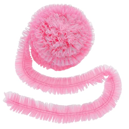 WADORN 10 m Spitzenbesatz Mit Rüschen Und Plissee, 6.4mm Breites Rosa Spitzenband Mit Rüschen Organza Rand Geraffter Tüllstoff Applikation Randbesatz Besatzband Zum Basteln Nähen Brautkleid Kostüm WADORN 10 m Spitzenbesatz Mit Rüschen Und Plissee, 6.4mm Breites Rosa Spitzenband Mit Rüschen Organza Rand Geraffter Tüllstoff Applikation Randbesatz Besatzband Zum Basteln Nähen Brautkleid Kostüm von WADORN