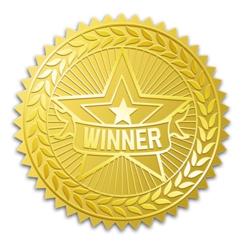 WADORN 100 Stück 5cm Geprägte Goldfolien Zertifikat Siegel, Selbstklebenden Zertifikatsetiketten Winner Sternen Medaille Dekoration Aufkleber Für Selbstgemachte Diplome Umschläge Zertifikate von WADORN