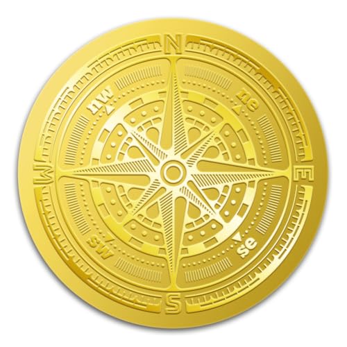 WADORN 100 Stück 5cm Geprägter Kompass Siegelaufkleber Aus Goldfolie, Golden Zertifikat Siegel Aufkleber Selbstklebende Kompass Druck Siegel Runde Etiketten Für Umschläge Einladungskarte von WADORN