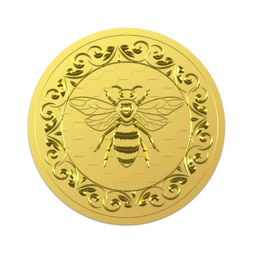 WADORN 100 Stück Bienen Aufkleber Aus Goldfolie, Bienenaufkleber Rund Goldfarbener Aufkleber Selbstklebender Geprägter Aufkleber Für Einladungen Zertifikate Abschlussfeiern Notarsiegel Firmensiegel WADORN 100 Stück Bienen Aufkleber Aus Goldfolie, Bienenaufkleber Rund Goldfarbener Aufkleber Selbstklebender Geprägter Aufkleber Für Einladungen Zertifikate Abschlussfeiern Notarsiegel Firmensiegel von WADORN