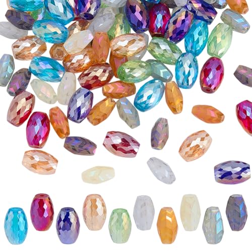 WADORN 100 Stück Fassglas Kristallperlen, 10 Farben Anhänger Ovale Perle ab Farbe Vertikales Loch Facettiertes Glas Tropfenform Lose Abstandsperle Für Armbänder Halsketten Ohrringe Schmuck WADORN 100 Stück Fassglas Kristallperlen, 10 Farben Anhänger Ovale Perle ab Farbe Vertikales Loch Facettiertes Glas Tropfenform Lose Abstandsperle Für Armbänder Halsketten Ohrringe Schmuck von WADORN