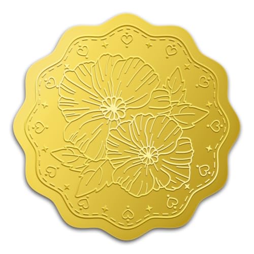WADORN 100 Stück Mohnblumen Blumenumschläge Mit Goldfolienprägung Siegel 5cm Mohnblumen Pflanze Gold Umschläge Aufkleber Vintage Mohn Selbstklebende Geprägte Siegel Etiketten Für Hochzeitseinladung von WADORN