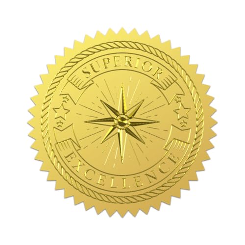 WADORN 100 Stück Superior Excellence Goldfolienaufkleber 5cm Stern Gold Umschläge Siegel Runde Selbstklebende Geprägte Siegel Etiketten Für Diplome Einladung Geschenkverpackungen Abschluss WADORN 100 Stück Superior Excellence Goldfolienaufkleber 5cm Stern Gold Umschläge Siegel Runde Selbstklebende Geprägte Siegel Etiketten Für Diplome Einladung Geschenkverpackungen Abschluss von WADORN