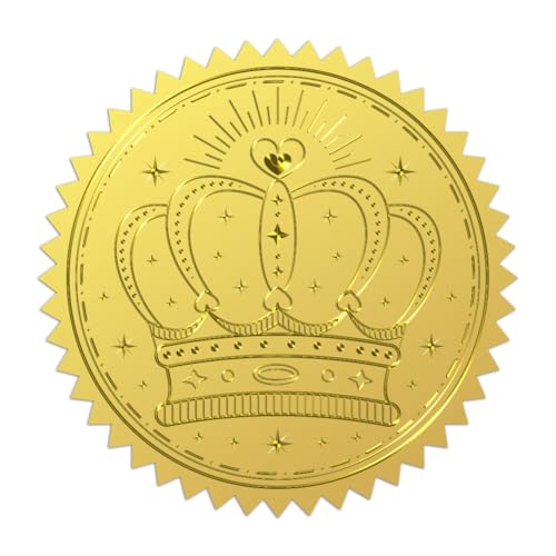 WADORN 100 x Aufkleber Mit Kronen Goldfolie. 5cm Große Geprägte Briefumschläge Mit Krone Und Herz Goldfarben Rund Selbstklebende Geprägte Siegeletiketten Mit Krone Für Heimwerker Bastelarbeiten WADORN 100 x Aufkleber Mit Kronen Goldfolie. 5cm Große Geprägte Briefumschläge Mit Krone Und Herz Goldfarben Rund Selbstklebende Geprägte Siegeletiketten Mit Krone Für Heimwerker Bastelarbeiten von WADORN