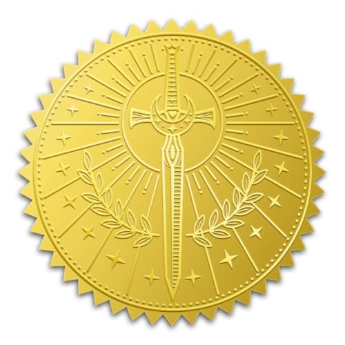 WADORN 100 x Schwert Aufkleber In Goldfolie. 5cm Schwert Und Zweige Goldene Umschläge Siegel Mondschwert Runde Selbstklebende Geprägte Siegeletiketten Für DIY Bastelarbeiten Party Einladungen WADORN 100 x Schwert Aufkleber In Goldfolie. 5cm Schwert Und Zweige Goldene Umschläge Siegel Mondschwert Runde Selbstklebende Geprägte Siegeletiketten Für DIY Bastelarbeiten Party Einladungen von WADORN