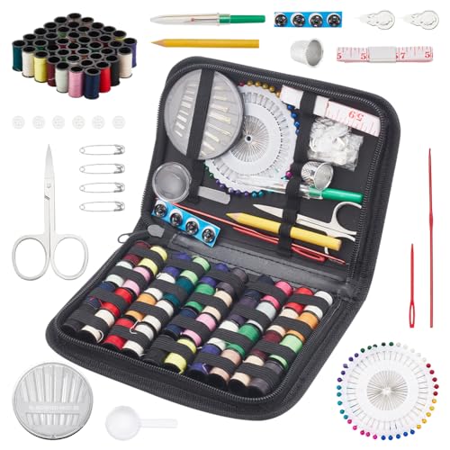 WADORN 105-Teiliges Nähset Mit Etui, Tragbares Nähset Für Erwachsene Und Anfänger, DIY-Nähzubehör Und -Zubehör, Heimhandnäh-Reparatursets von WADORN
