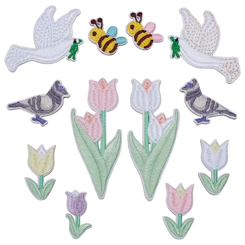 WADORN 12 Stück 12 Stilen Bestickter Aufnäher Zum Aufbügeln, Aufnäher Mit Blumen Vögeln Bienen Zum Aufnähen Kleidung DIY Dekoration Applikation Floraler Reparaturflicken Für Kleidung Hosen Kostüm WADORN 12 Stück 12 Stilen Bestickter Aufnäher Zum Aufbügeln, Aufnäher Mit Blumen Vögeln Bienen Zum Aufnähen Kleidung DIY Dekoration Applikation Floraler Reparaturflicken Für Kleidung Hosen Kostüm von WADORN