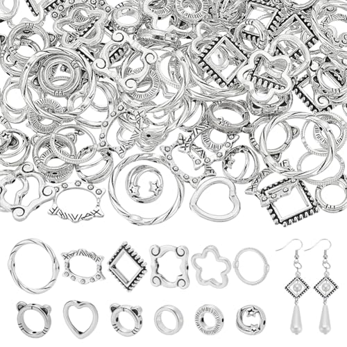 WADORN 120 Stück 12 Stile Hohlperlenrahmen, 9~21mm Antik Silber Blumen Perlenrahmen Rundring Verbindungsstück Abstandshalter Bulk Herz Quadrat Perlen Rahmen Für Schmuckherstellung Zubehör WADORN 120 Stück 12 Stile Hohlperlenrahmen, 9~21mm Antik Silber Blumen Perlenrahmen Rundring Verbindungsstück Abstandshalter Bulk Herz Quadrat Perlen Rahmen Für Schmuckherstellung Zubehör von WADORN