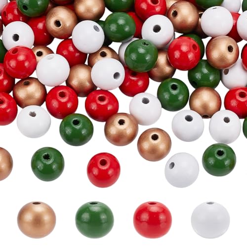 WADORN 120 Stück Weihnachts-Holzperlen, rot, grün, gold, weiß, glatte Perlen, lose Abstandshalter, Perlen für Schmuckherstellung, Zubehör, Basteln, Zuhause, Girlande, Weihnachtsbaum, Party-Dekoration WADORN 120 Stück Weihnachts-Holzperlen, rot, grün, gold, weiß, glatte Perlen, lose Abstandshalter, Perlen für Schmuckherstellung, Zubehör, Basteln, Zuhause, Girlande, Weihnachtsbaum, Party-Dekoration von WADORN