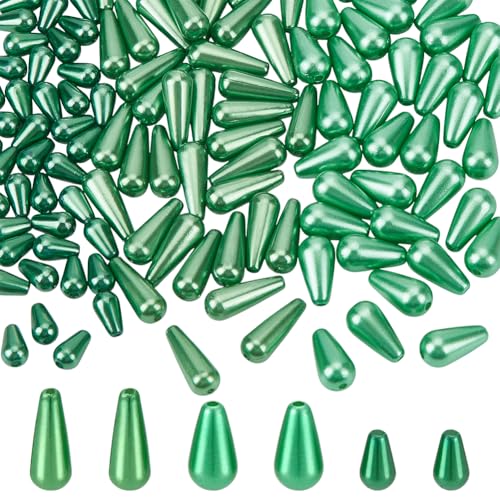 WADORN 120 Stück grüne Kunststoffperlen in Tropfenform, Kunstperlen in Tropfenform, lose Wassertropfen-Perlen für Armbänder, Halsketten, Ohrringe, Schmuck, Basteln, St. Patrick's Day, 3 Größen WADORN 120 Stück grüne Kunststoffperlen in Tropfenform, Kunstperlen in Tropfenform, lose Wassertropfen-Perlen für Armbänder, Halsketten, Ohrringe, Schmuck, Basteln, St. Patrick's Day, 3 Größen von WADORN
