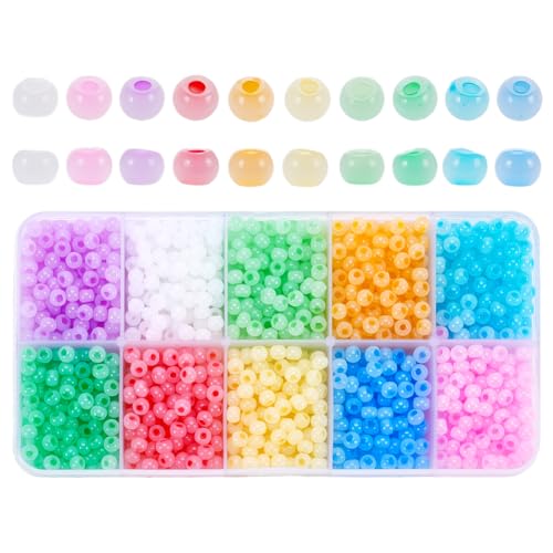 WADORN 1300 Stück Bunte Glasperlen, 10 Farben 6/0 Massenware Kleine Bastelperlen 4mm Katzenaugen Imitat Abstandshalter Freundschaftsperlen Für DIY Armbänder Halsketten Perlenzubehör WADORN 1300 Stück Bunte Glasperlen, 10 Farben 6/0 Massenware Kleine Bastelperlen 4mm Katzenaugen Imitat Abstandshalter Freundschaftsperlen Für DIY Armbänder Halsketten Perlenzubehör von WADORN