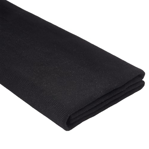 WADORN 136x67cm Baumwoll Strickstoff Rippbündchen Baumwollrippstrickstoff Für Manschetten Natürlicher Rippstrick Baumwollstoff Zum Nähen Schwarz von WADORN