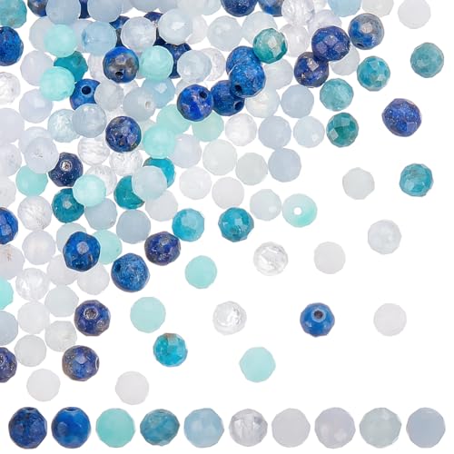 WADORN 150 Stück 10 Farben Facettierte Natürliche Edelsteinperlen, 4mm Runde Facettierte Edelsteinperlen Lose Perlen Undurchsichtige Ronde Kristallsteine Abstandshalter Für Selbstgemachte Ohrringe von WADORN