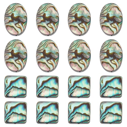 WADORN 16 Stück 2 Stile Natürliche Abalone Muschelperlen, 12mm 18x13mm Paua Muschelperlen Abalone Abstandhalterperlen Stränge Ovale Quadratische Paua Steinperlen Cabochons Für DIY Bastelarmbänder WADORN 16 Stück 2 Stile Natürliche Abalone Muschelperlen, 12mm 18x13mm Paua Muschelperlen Abalone Abstandhalterperlen Stränge Ovale Quadratische Paua Steinperlen Cabochons Für DIY Bastelarmbänder von WADORN