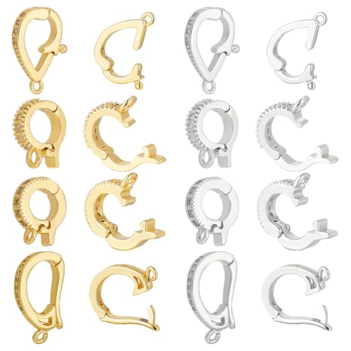 WADORN 16 Stück Halskettenverkürzer/Verstärkerverschlüsse, 8 Stilen Messing Verbinder Mit Zirkonia Diamant Zum Öffnen Perlenverstärker Klickverschluss Für Schmuckstücke Basteln Herstellen Halsketten WADORN 16 Stück Halskettenverkürzer/Verstärkerverschlüsse, 8 Stilen Messing Verbinder Mit Zirkonia Diamant Zum Öffnen Perlenverstärker Klickverschluss Für Schmuckstücke Basteln Herstellen Halsketten von WADORN
