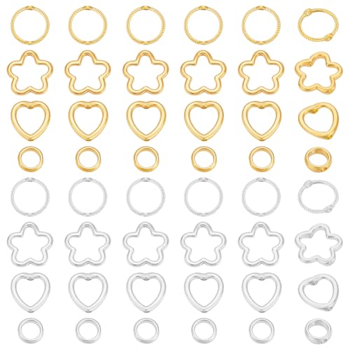 WADORN 160 Stück 4 Stile Hohlperlenrahmen, 2 Farben Blumenherz Runder Ring Perlen Rahmen Bulk Metall Spacer Lose Link Connector Für DIY Armband Ohrring Dekoration Schmuckherstellung WADORN 160 Stück 4 Stile Hohlperlenrahmen, 2 Farben Blumenherz Runder Ring Perlen Rahmen Bulk Metall Spacer Lose Link Connector Für DIY Armband Ohrring Dekoration Schmuckherstellung von WADORN
