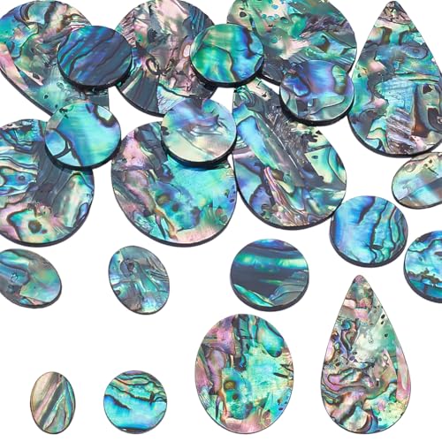 WADORN 18 Stück Natürlicher Abalone Muschel Cabochon, Lose Edelsteine Flach Rund/Oval/Tropfenförmig Paua Muschel Anhänger Bunter Paua Stein Abalone Cabochon Für DIY Bastelarmbänder Halsketten WADORN 18 Stück Natürlicher Abalone Muschel Cabochon, Lose Edelsteine Flach Rund/Oval/Tropfenförmig Paua Muschel Anhänger Bunter Paua Stein Abalone Cabochon Für DIY Bastelarmbänder Halsketten von WADORN
