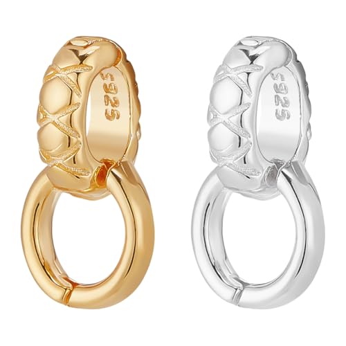 WADORN 2 Stück 2 Farben 925 Sterlingsilber Doppelbügelverschlüsse, 13mm Ring Ösenverschluss Anhänger Ösenverschluss Offene Verschlüsse Verbinder Für DIY Schmuckstücke Armbänder Halsketten von WADORN