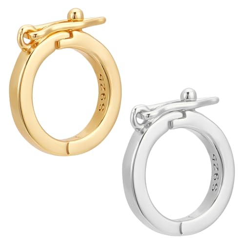 WADORN 2 Stück 2 Farben 925 Twister Verschlüsse Aus Sterlingsilber, 12mm Runder Twister Schmuckverkürzer Verbinder Armband Anhänger Zugfederverschlüsse Für DIY Schmucksuche Gold/Platin von WADORN