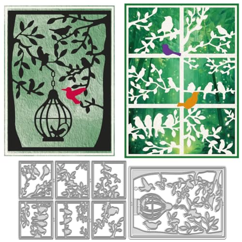 WADORN 2 Stück Metall Stanzformen Mit Baumzweig Hintergrundrahmen Vogel Auf Zweig Stanzformen Blätter Hintergrund Stanzformen Metallvorlage Für DIY Fotoalbum Papier Prägezubehör WADORN 2 Stück Metall Stanzformen Mit Baumzweig Hintergrundrahmen Vogel Auf Zweig Stanzformen Blätter Hintergrund Stanzformen Metallvorlage Für DIY Fotoalbum Papier Prägezubehör von WADORN