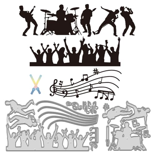 WADORN 2 Stück Musikband Stanzformen Aus Karbonstahl, Musikdarbietungen Metall Stanzschablonen Musiknoten Metall Prägeschablone Stanzvorlage Für DIY Scrapbooking Basteln WADORN 2 Stück Musikband Stanzformen Aus Karbonstahl, Musikdarbietungen Metall Stanzschablonen Musiknoten Metall Prägeschablone Stanzvorlage Für DIY Scrapbooking Basteln von WADORN